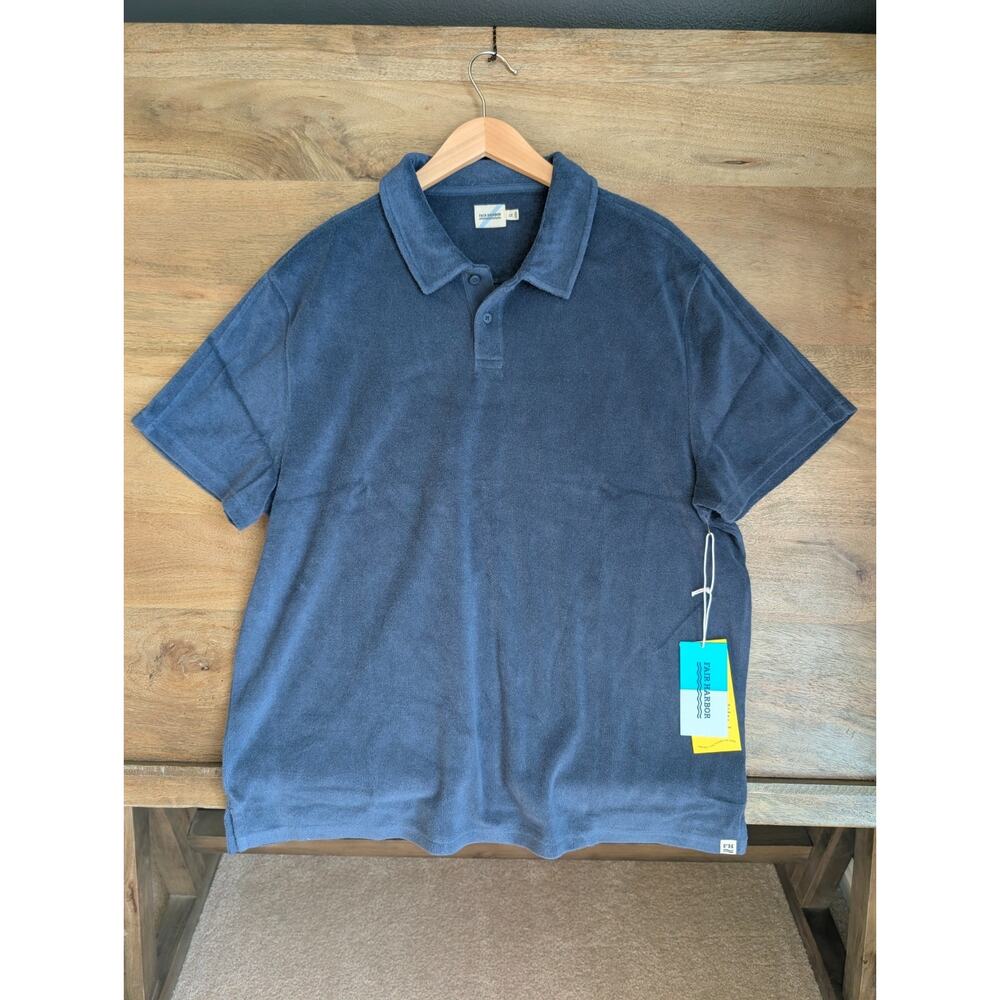 Fair Harbor The Ravello Terry Polo Shirt Men's 2X Dark Blue Short Sleeve NWT